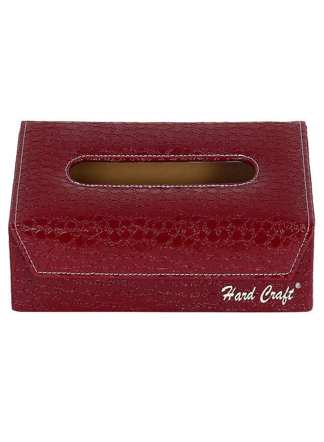 Hard Craft Croco Leather Tissue Box Hold (Maroon) - Image 5